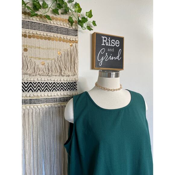 Vintage Woman’s Emerald Green Drapers & Damons Tank Blouse 3XL - Picture 1 of 7